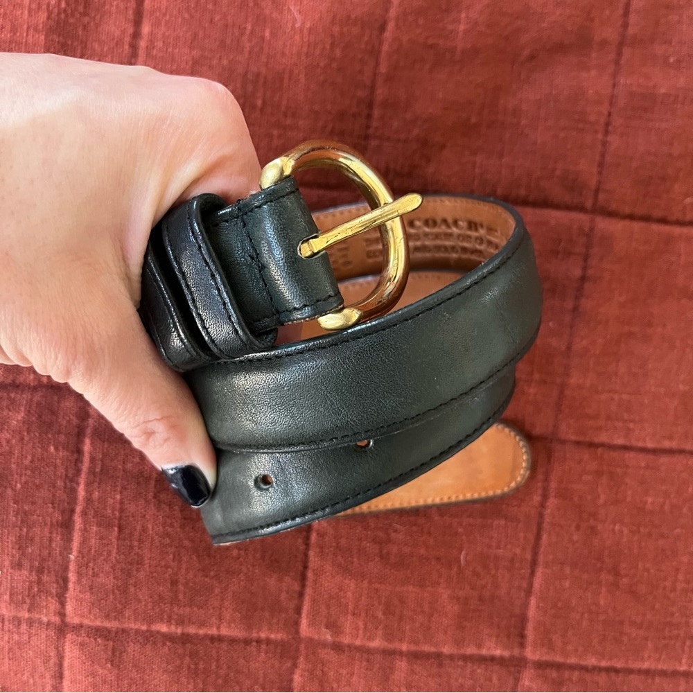COACH Forest Green Leather Belt